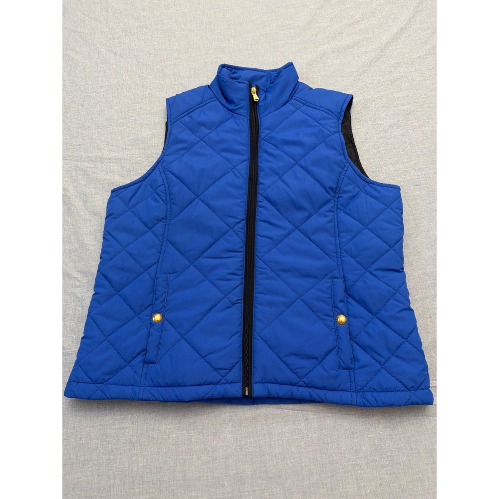 Lauren Ralph Lauren Petite Blue Quilted Puffer Vest Gold Snaps Size PL